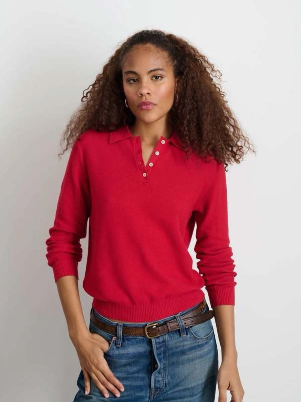 NWOT Alex Mill Jac Polo Sweater Classic Red Size Small
